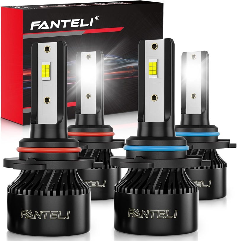 FANTELI 𝟫𝟢𝟢𝟧/𝖧𝖡𝟥 𝟫𝟢𝟢𝟨/𝖧𝖡𝟦 Bulbs Combo 6500K Cool White 40000LM 900% Brightness, 1:1 Size Plug and Play IP68 Waterproof Off-Road Lights, Pack of 4 - Image 1